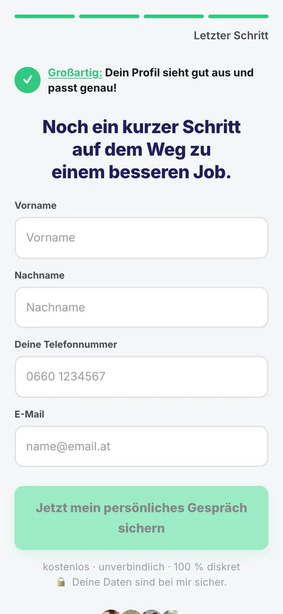 Kontaktdaten zum Schluss